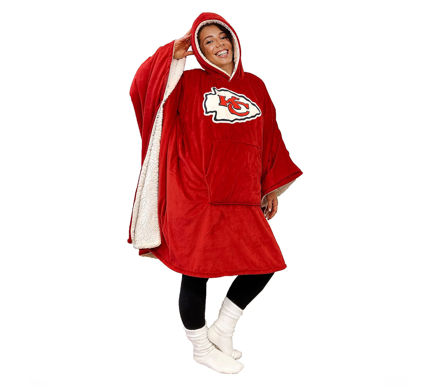 Licensed 60" x 80" Wearable Hooded Blanket with Logo Patch